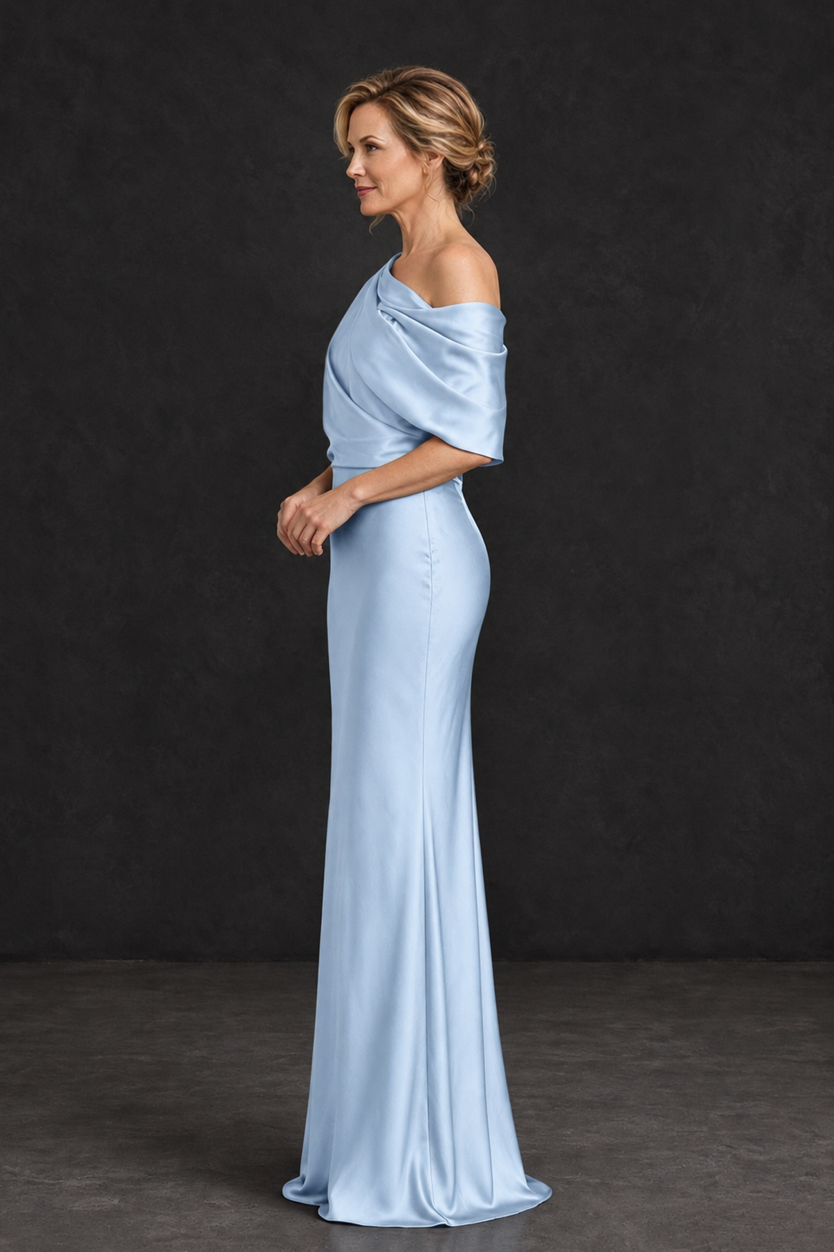 BOLODOO Light Blue Satin Asymmetric Mother of the Bride Dress - Light Blue - Light Blue_3