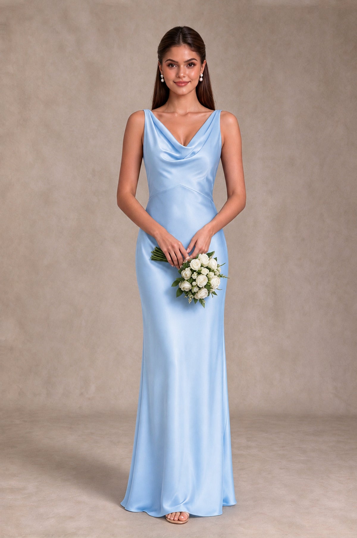 BOLODOO Light Blue Cowl Neck Open Back Satin Bridesmaid Dress - Light Blue - Light Blue_3