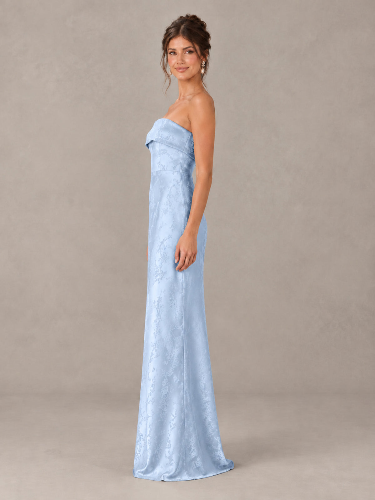 BOLODOO Light Blue Strapless Floral Bridesmaid Dress - Light Blue - Light Blue_3