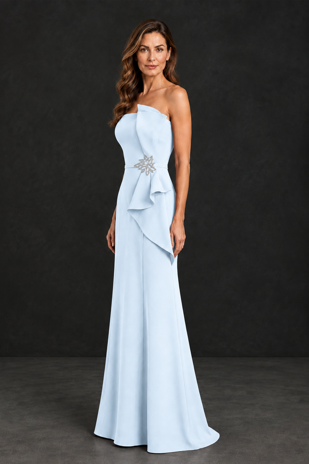 BOLODOO Light Blue Strapless Mother of the Bride Dress with Ruffle Detail - Light Blue - Light_Blue_3