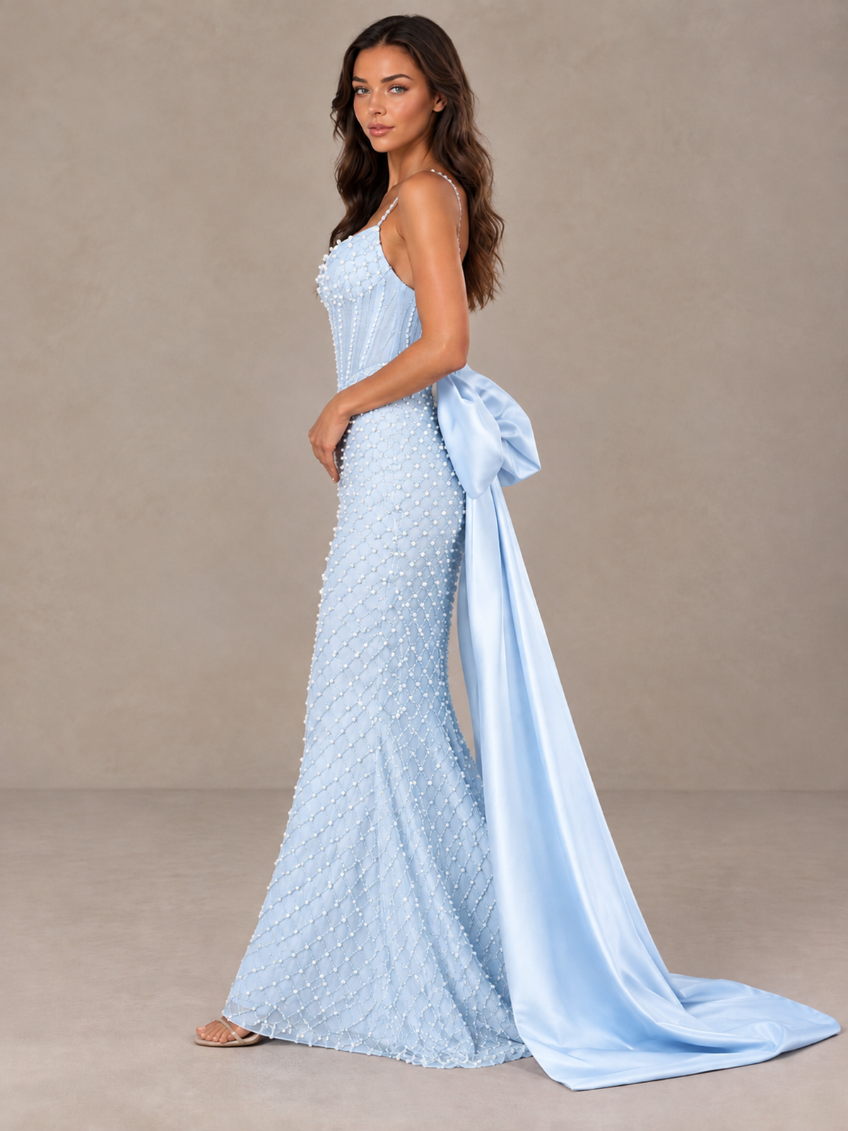 BOLODOO Light Blue Beaded Corset Prom Dress with Bow Train - Light Blue - Light_Blue_3