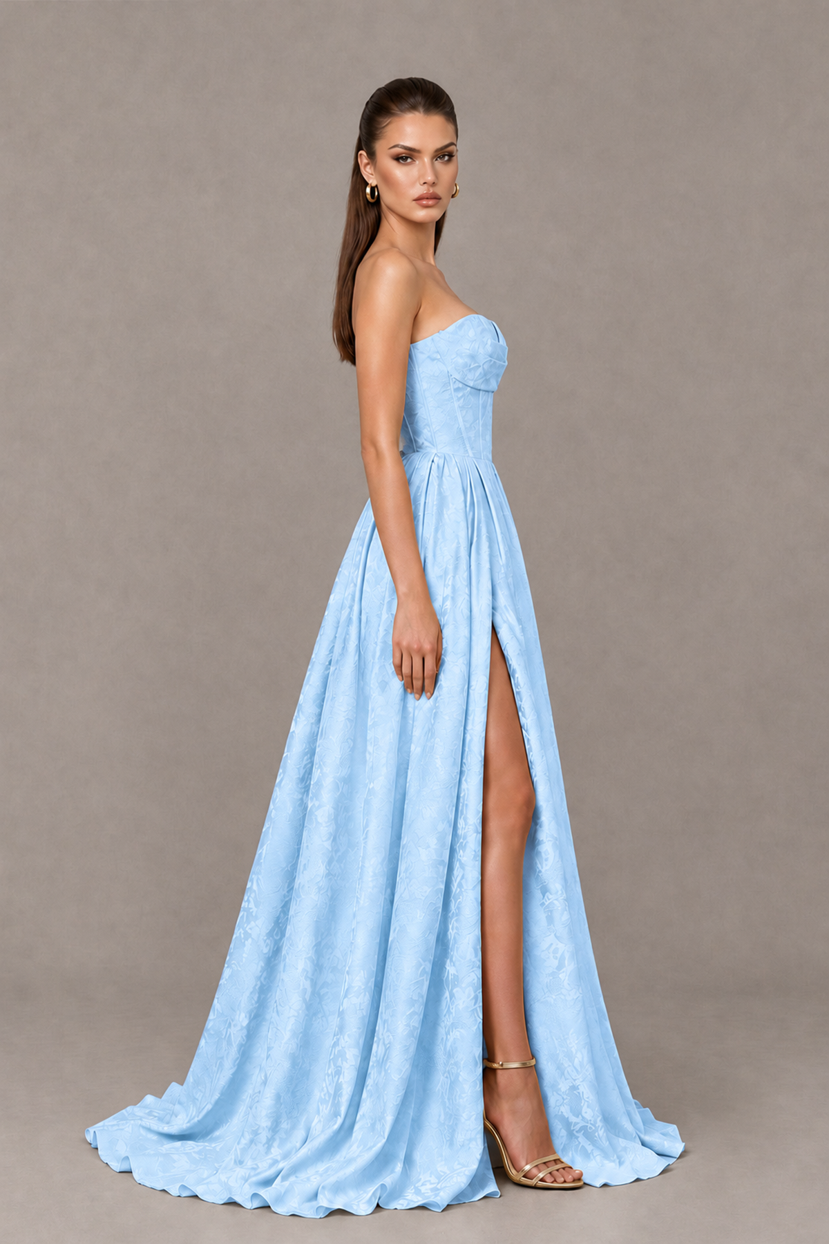 BOLODOO Light Blue Strapless Sweetheart Corset Prom Dress with High Slit – Lace-Up Back A-Line Evening Gown - Light Blue - Light Blue_3
