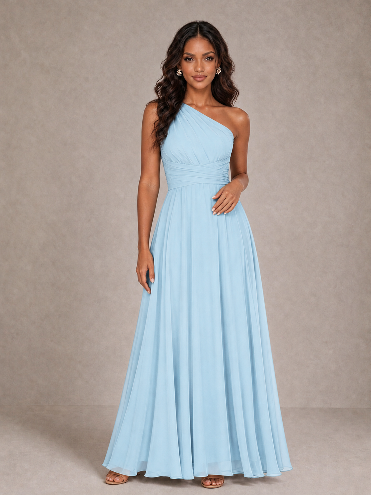 BOLODOO Light Blue One-Shoulder A-Line Bridesmaid Dress - Light Blue - Light Blue_3