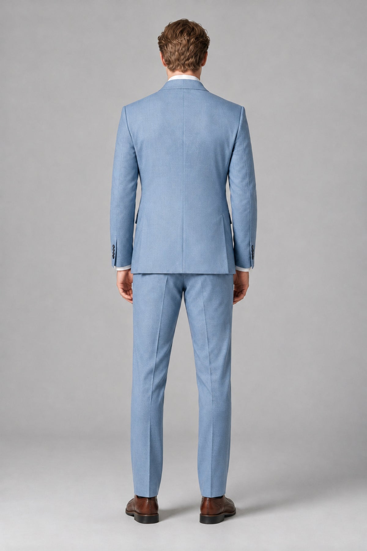 Bolodoo Men's Light Blue Double-Breasted Two-Piece Suit with Peak Lapels - Light Blue - Light Blue_3