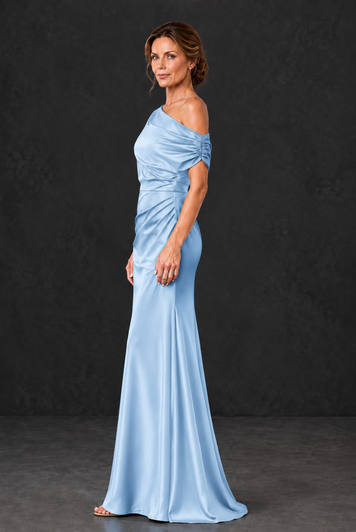 BOLODOO Light Blue Asymmetric Ruched Mother of the Bride Dress - Light Blue - Light_Blue_3