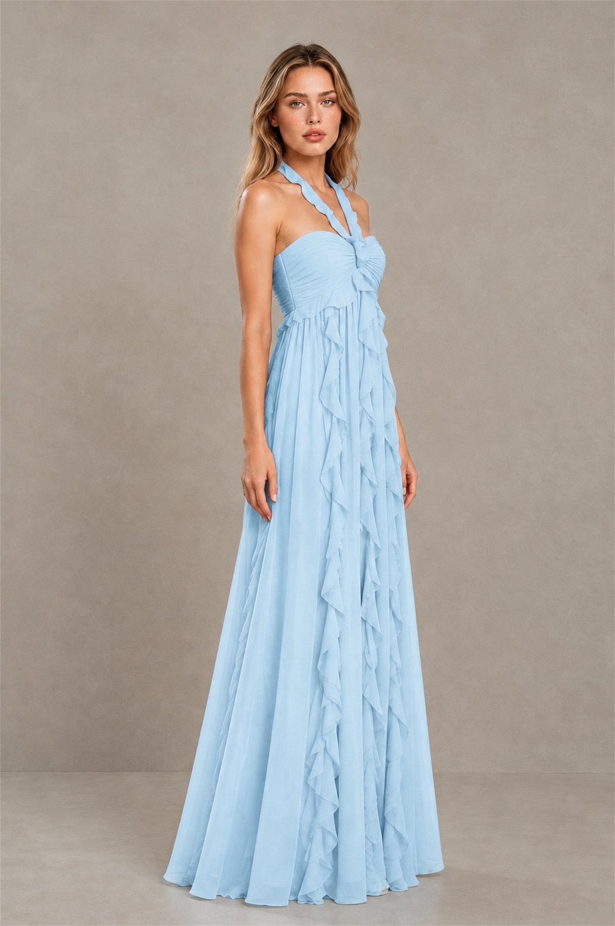 BOLODOO Light Blue Halter Ruffle A-Line Floor-Length Evening Dress - Light Blue - Light_Blue_3