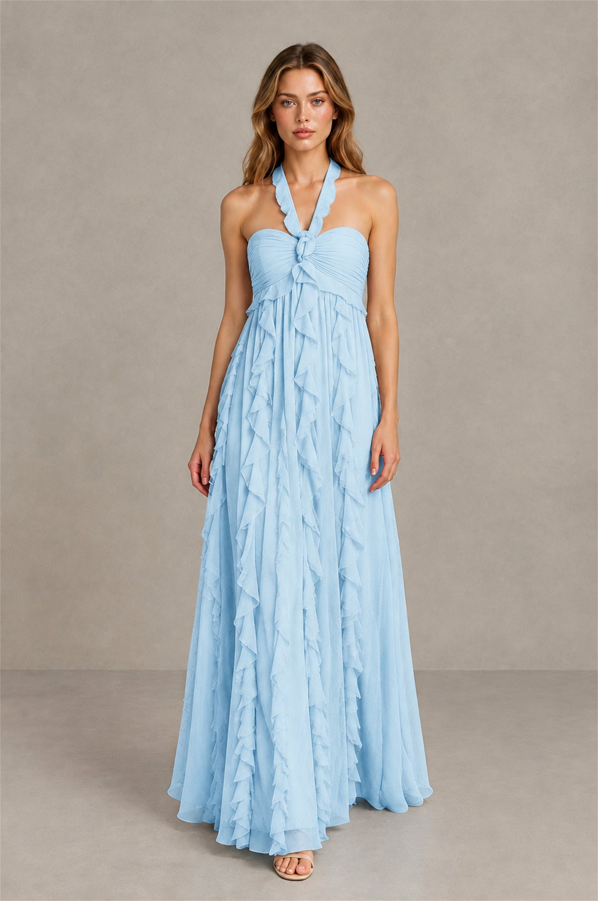 BOLODOO Light Blue Halter Ruffle A-Line Floor-Length Evening Dress - Light Blue - Light_Blue_4