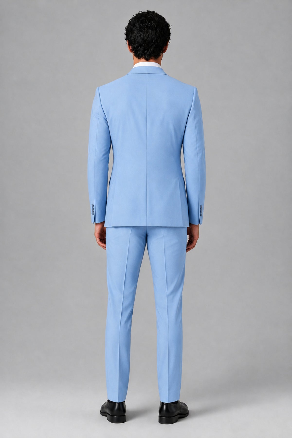 Bolodoo Men's Light Blue 2-Piece Suit – Notch Lapel Jacket & Trousers - Light Blue - Light_Blue_4