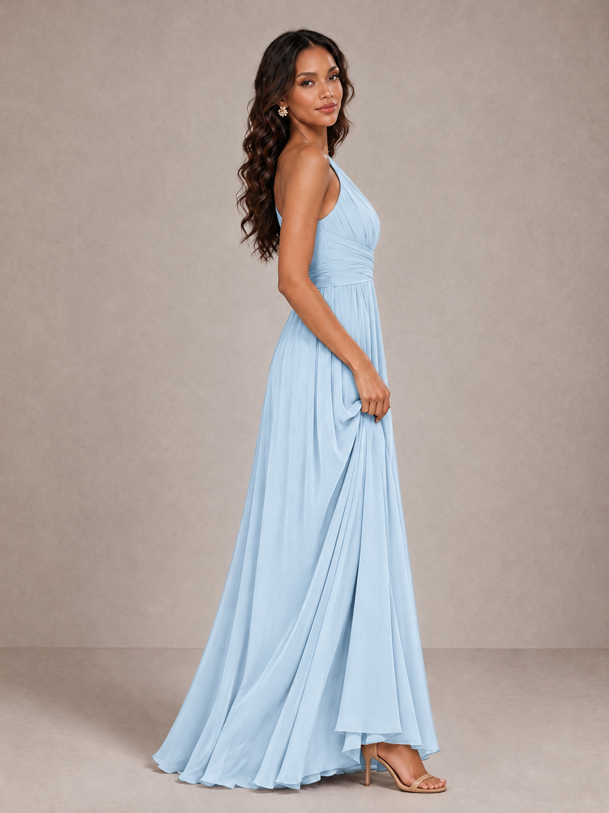 BOLODOO Light Blue One-Shoulder A-Line Bridesmaid Dress - Light Blue - Light Blue_4