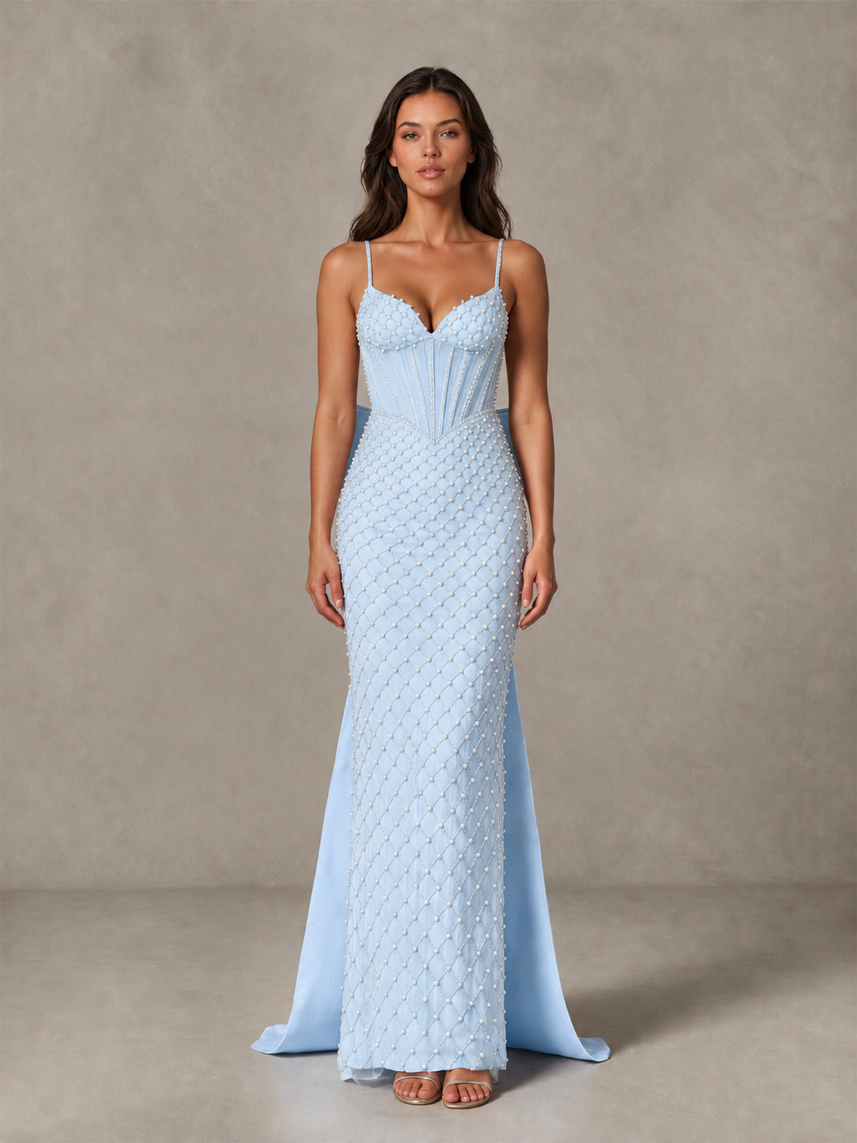 BOLODOO Light Blue Beaded Corset Prom Dress with Bow Train - Light Blue - Light_Blue_4