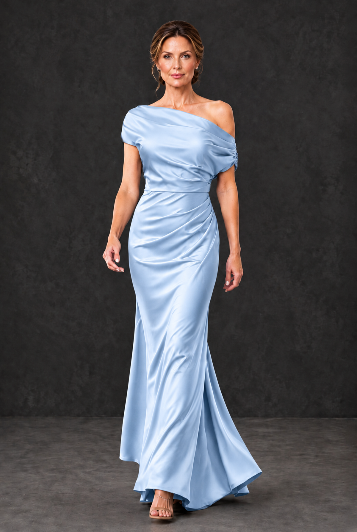 BOLODOO Light Blue Asymmetric Ruched Mother of the Bride Dress - Light Blue - Light_Blue_4