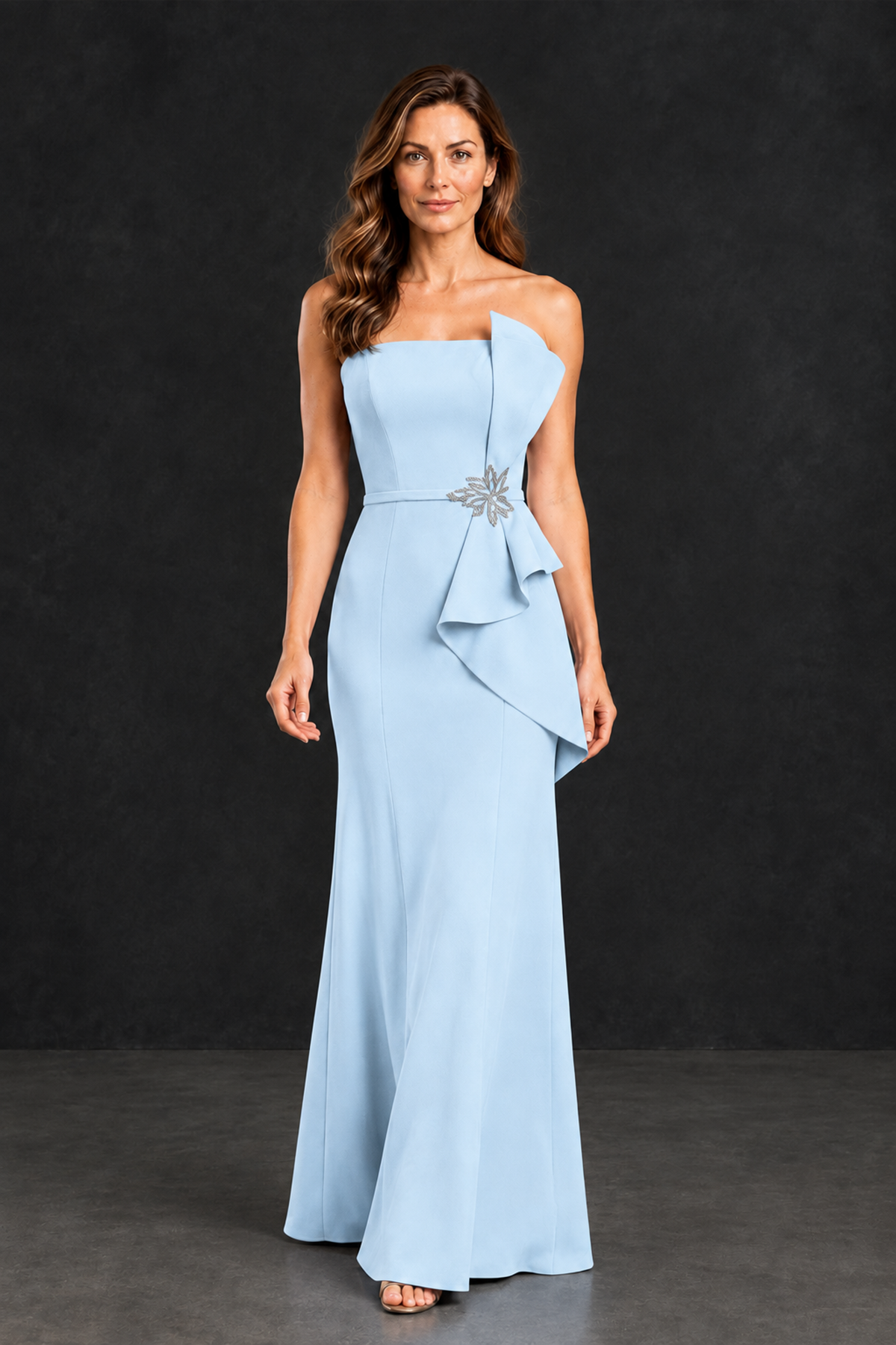 BOLODOO Light Blue Strapless Mother of the Bride Dress with Ruffle Detail - Light Blue - Light_Blue_4