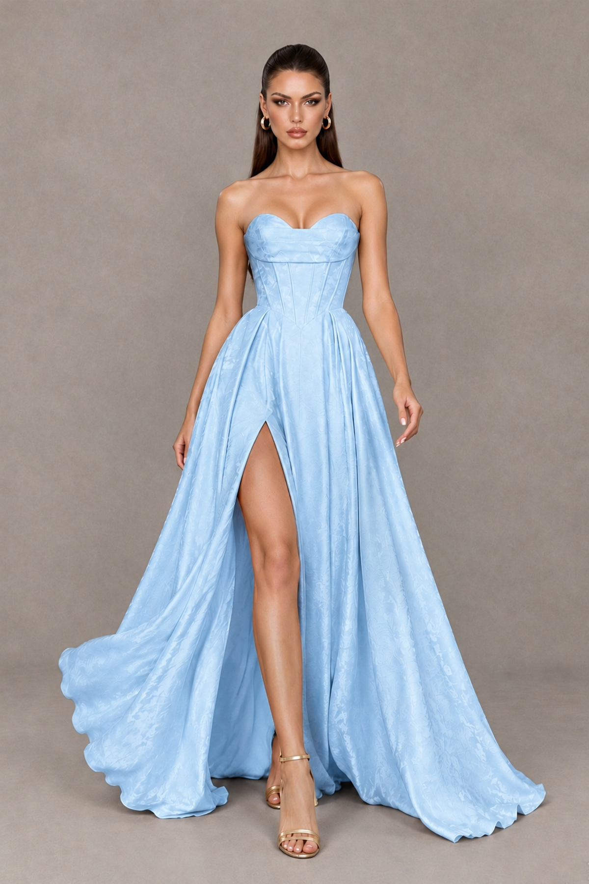 BOLODOO Light Blue Strapless Sweetheart Corset Prom Dress with High Slit – Lace-Up Back A-Line Evening Gown - Light Blue - Light Blue_4
