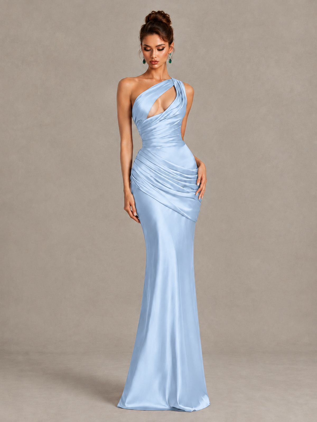 BOLODOO Light Blue One-Shoulder Cutout Satin Mermaid Prom Dress - Light Blue - Light Blue_4