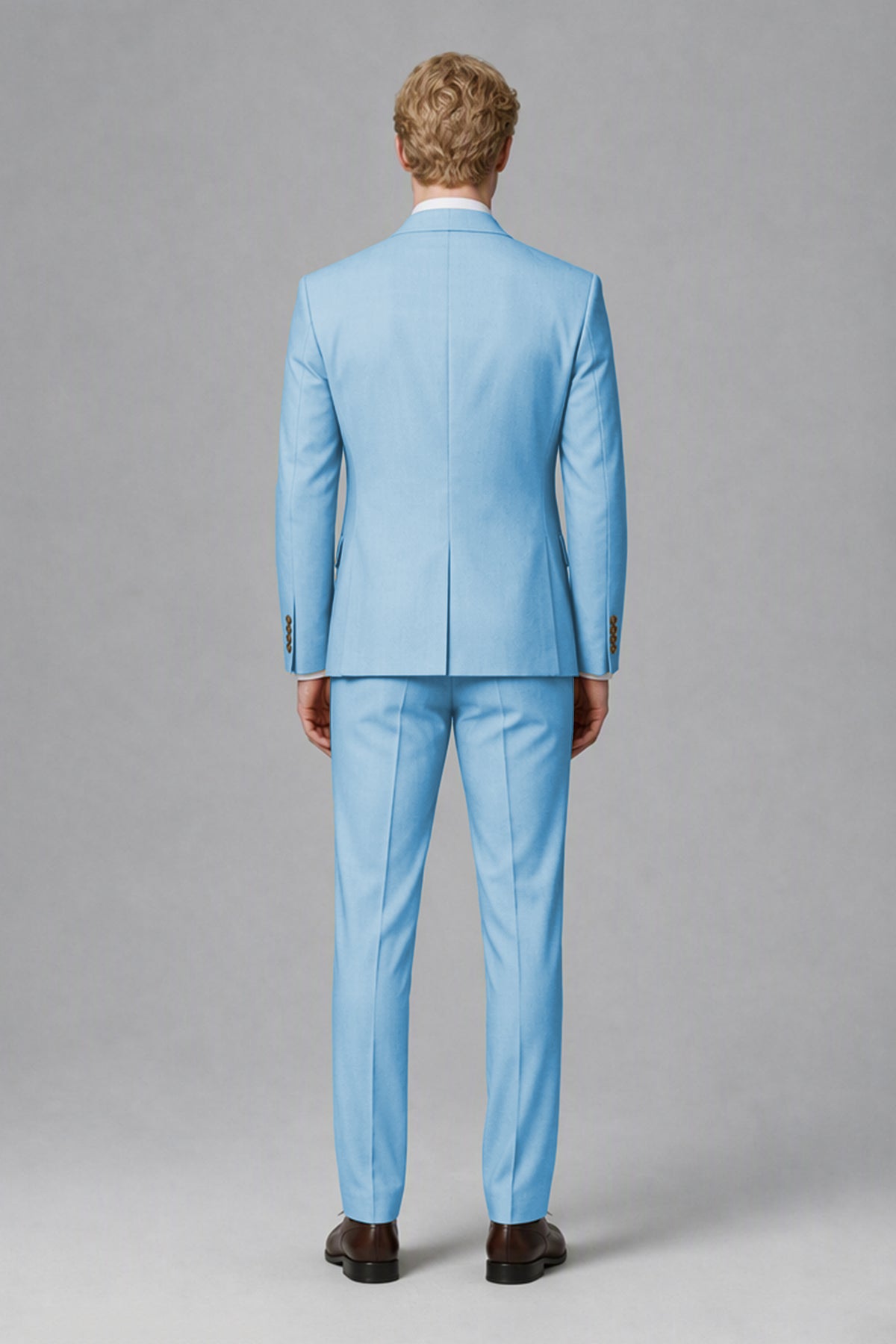 BOLODOO Men's Light Blue Two-Piece Wedding Suit – Jacket & Trousers - Light Blue