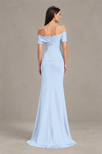 BOLODOO Light Blue Off-Shoulder Mermaid Mother of the Bride Dress - Light Blue