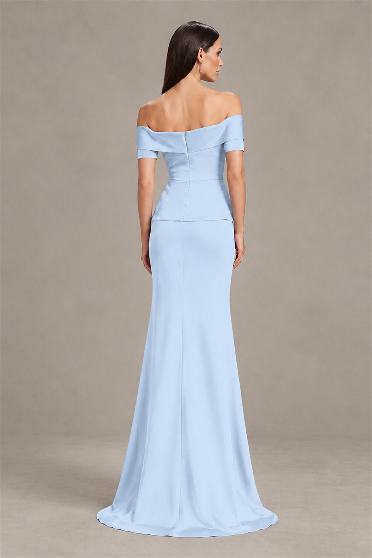 BOLODOO Light Blue Off-Shoulder Mermaid Mother of the Bride Dress - Light Blue