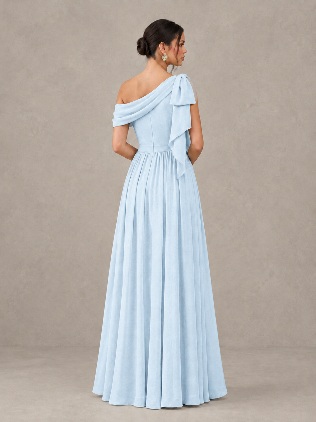 BOLODOO Light Blue One-Shoulder Maternity Bridesmaid Dress with Slit - Light Blue - Light Blue (2)