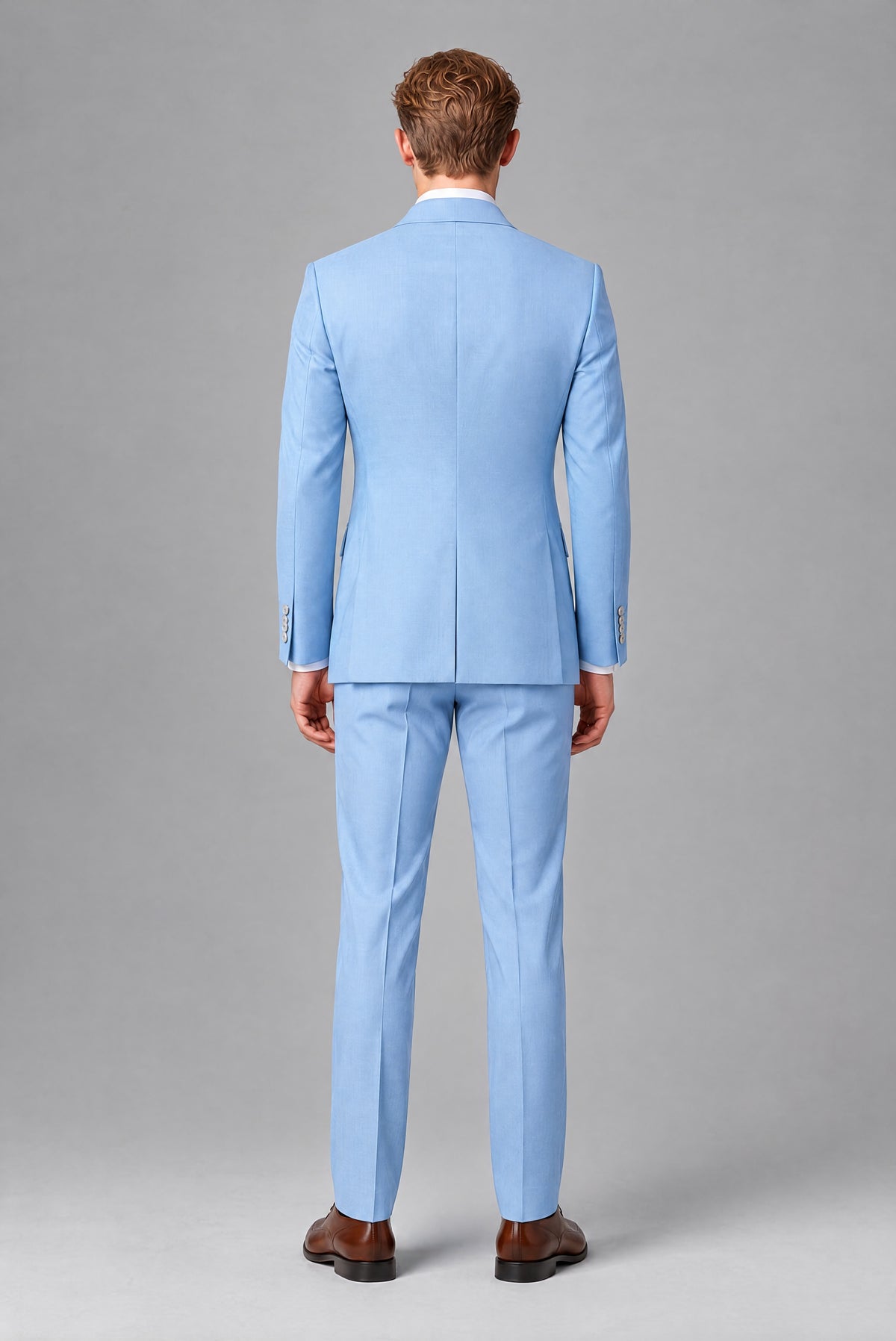 Bolodoo Men's Light Blue Double-Breasted 2-Piece Wedding Suit - Light Blue - Light Blue (3)