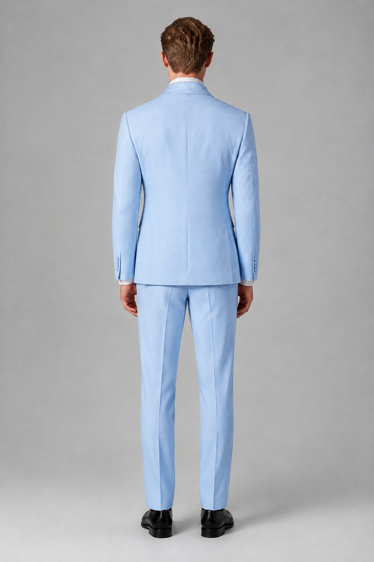 Bolodoo Men's Light Blue Shawl Lapel 2-Piece Tuxedo Suit – Jacket & Trousers - Light Blue - Light Blue (4)