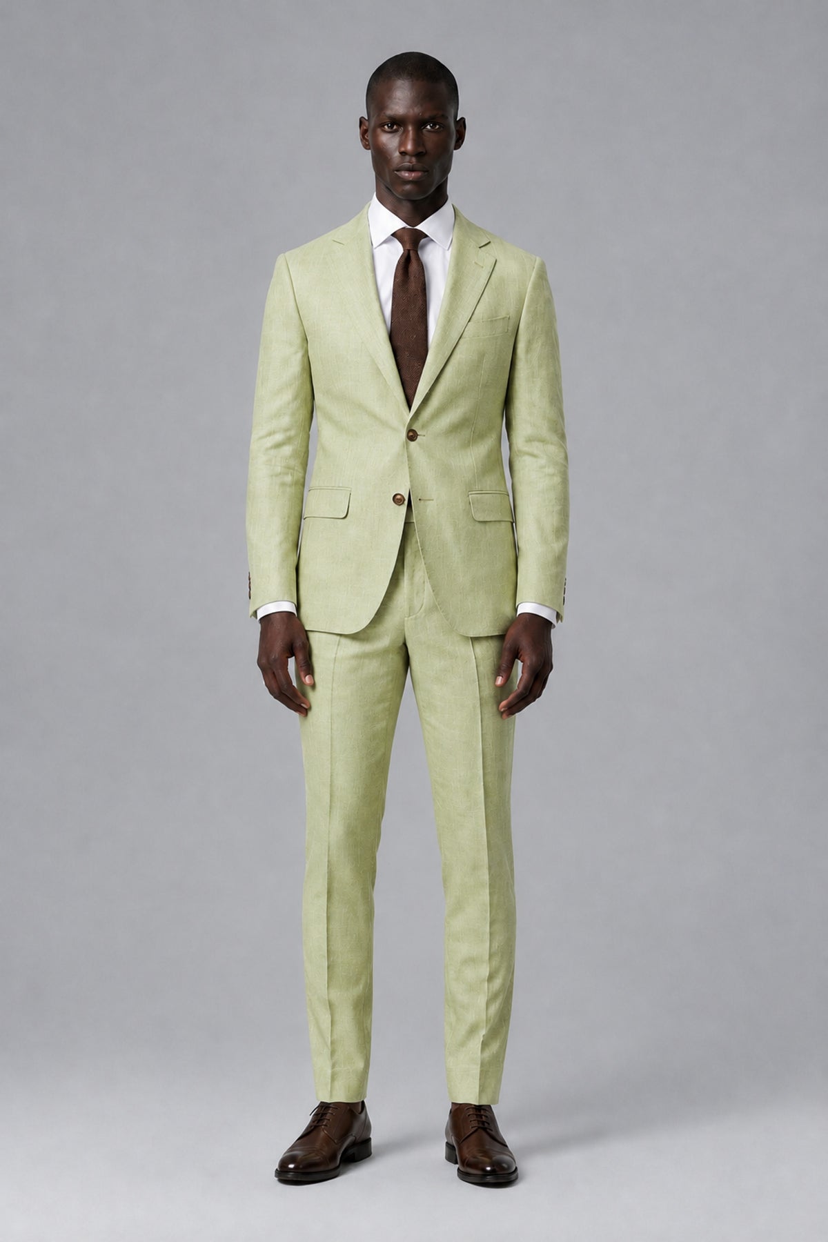 Men's Light Olive Two-Piece Notch Lapel Suit - Light Olive - Light Olive_2