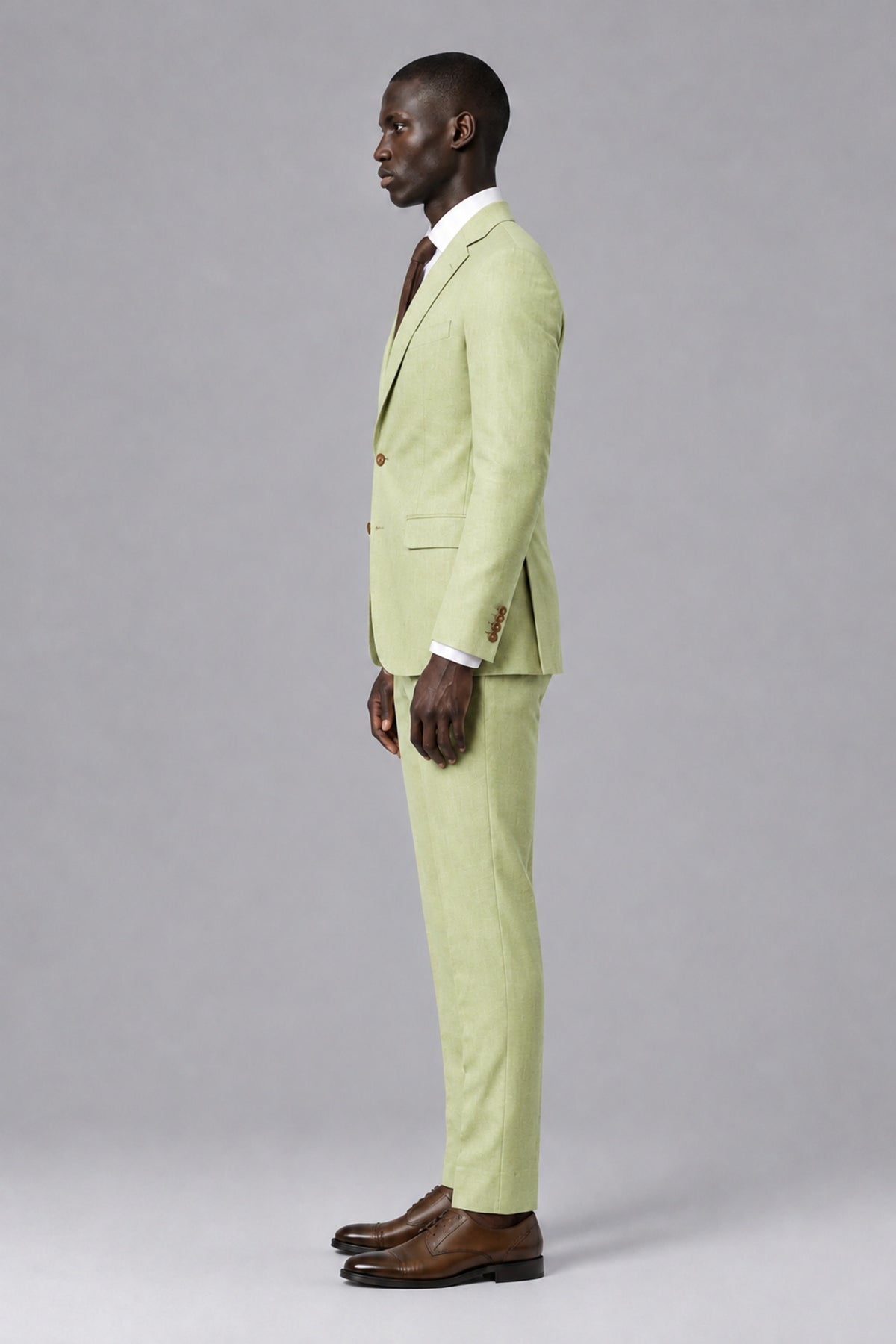 Men's Light Olive Two-Piece Notch Lapel Suit - Light Olive - Light Olive_4
