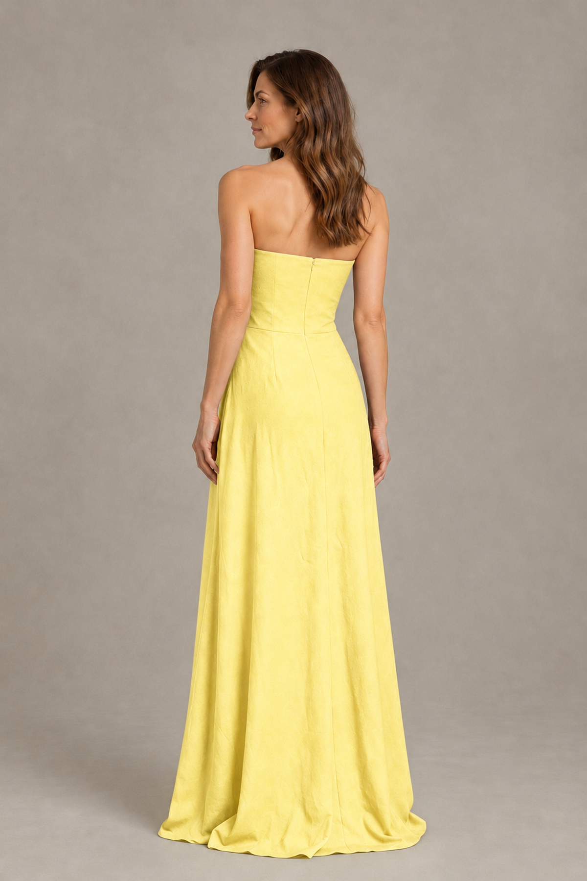 BOLODOO Light Yellow Strapless Floral Mother of the Bride Gown - Light Yellow - Light Yellow_02