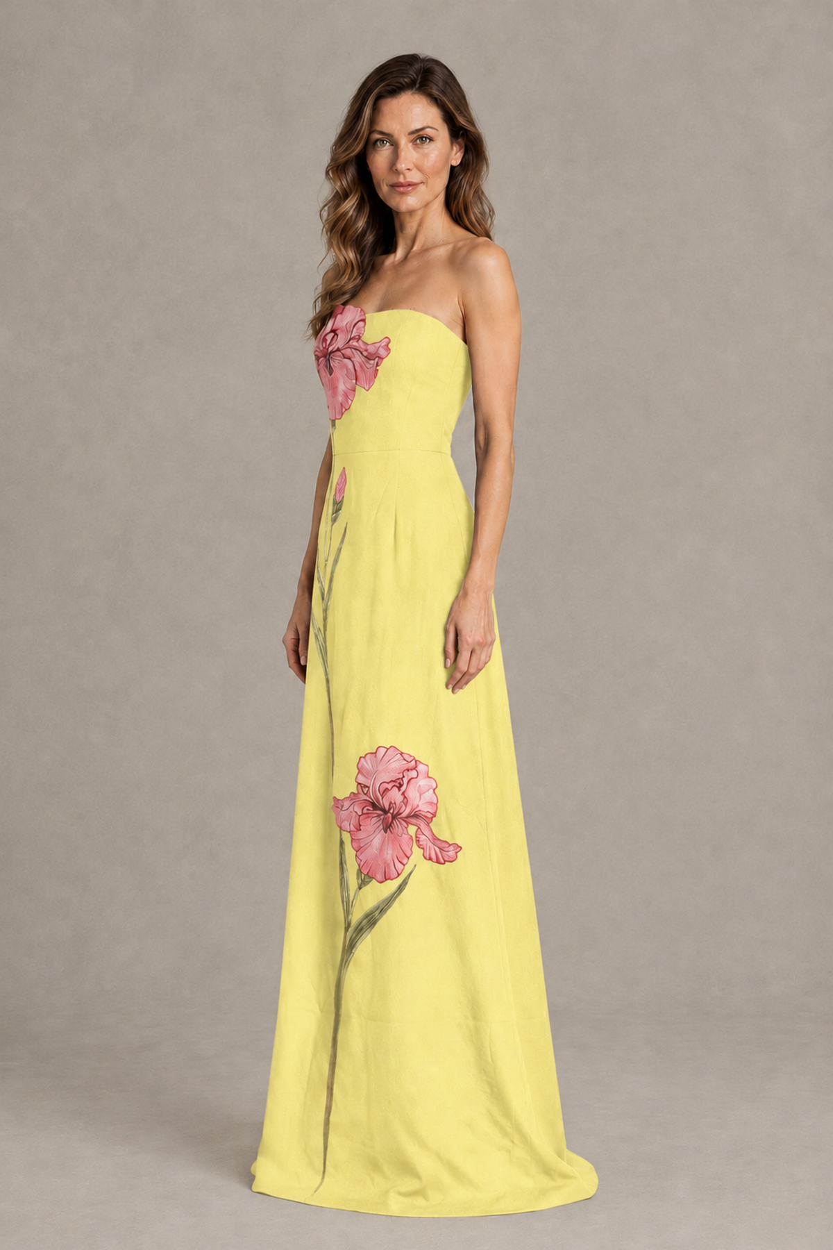 BOLODOO Light Yellow Strapless Floral Mother of the Bride Gown - Light Yellow - Light Yellow_03