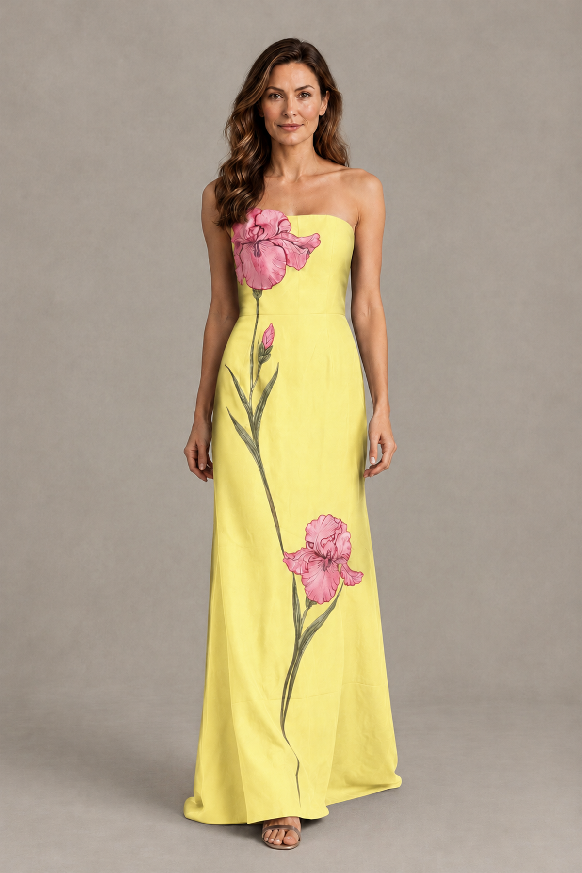 BOLODOO Light Yellow Strapless Floral Mother of the Bride Gown - Light Yellow - Light Yellow_04