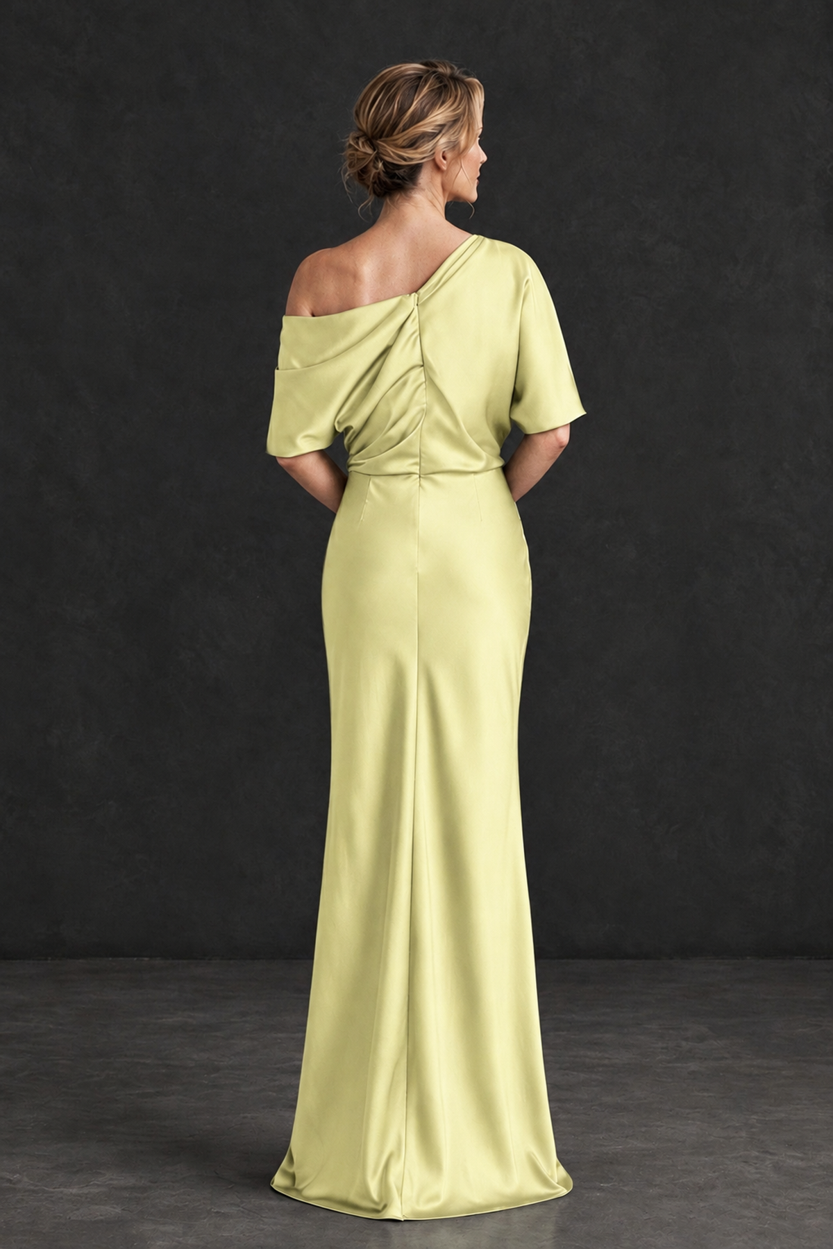 BOLODOO Light Yellow Satin Asymmetric Mother of the Bride Dress - Light Yellow - Light Yellow_2