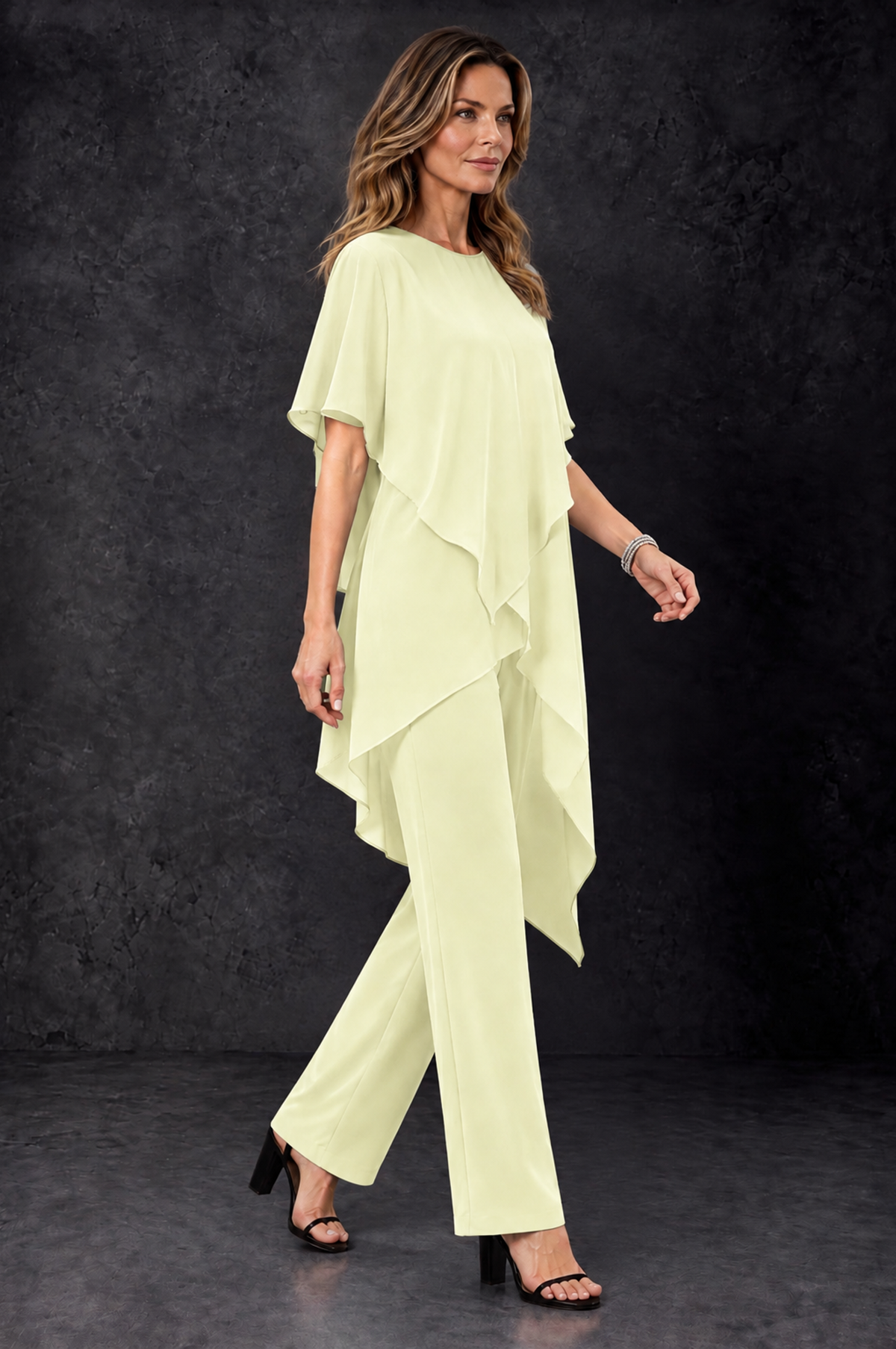 BOLODOO Light Yellow Chiffon Two Piece Mother of the Bride Pant Suit - Light Yellow - Light_Yellow_2