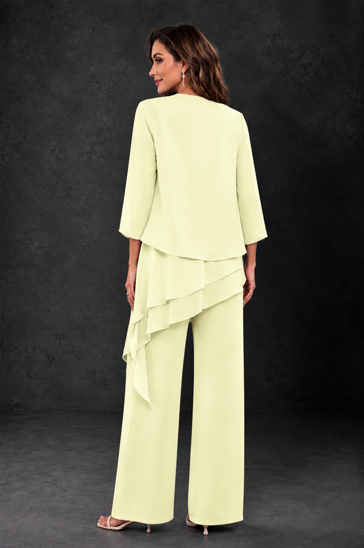 BOLODOO Light Yellow Layered Mother of the Bride Pantsuit with Jacket - Light Yellow - Light_Yellow_2