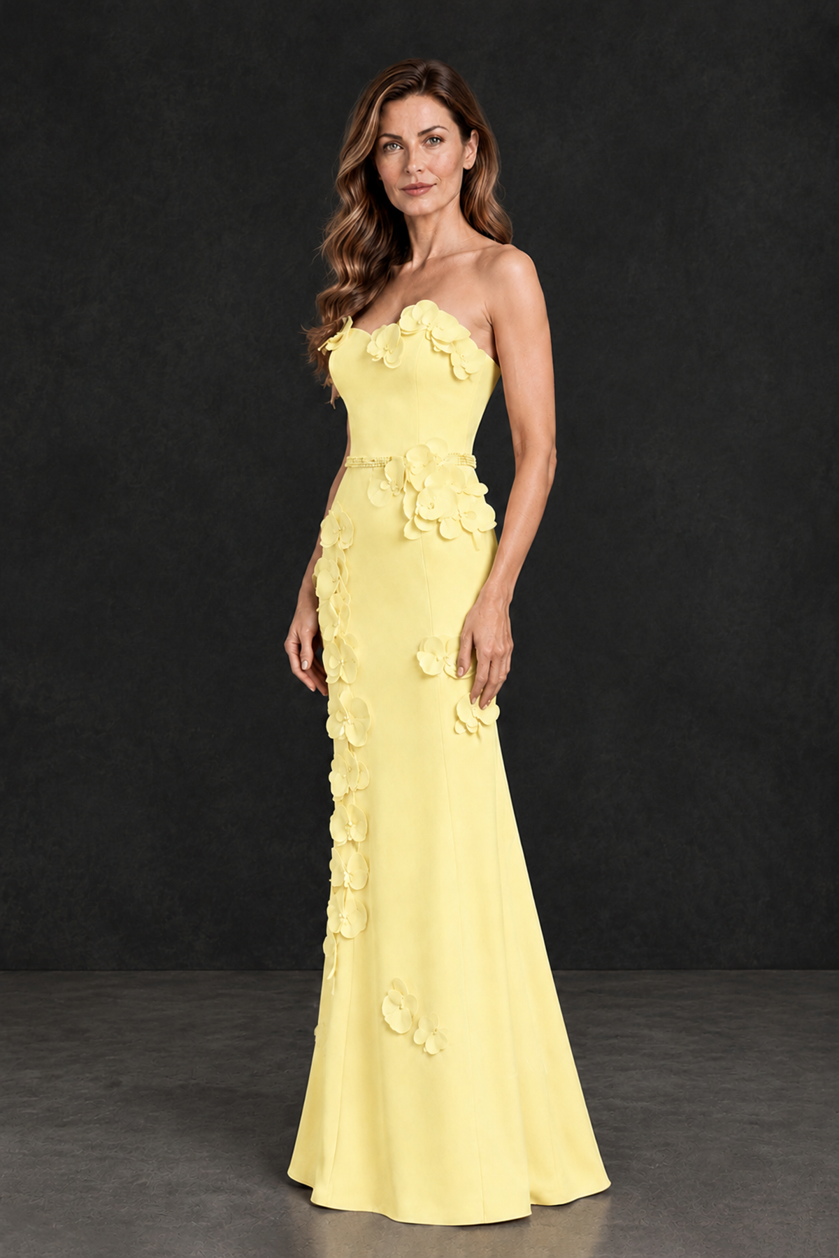 BOLODOO Light Yellow Strapless Mother of the Bride Dress with 3D Floral Appliques - Light Yellow - Light_Yellow_3