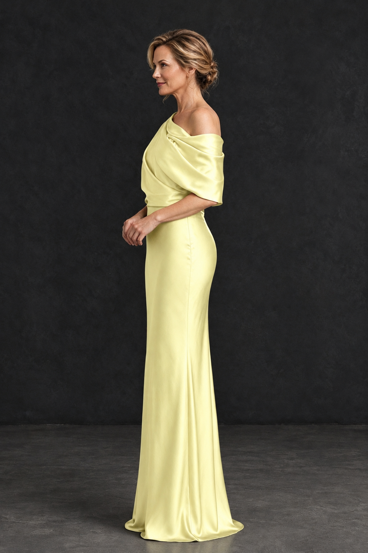 BOLODOO Light Yellow Satin Asymmetric Mother of the Bride Dress - Light Yellow - Light Yellow_3