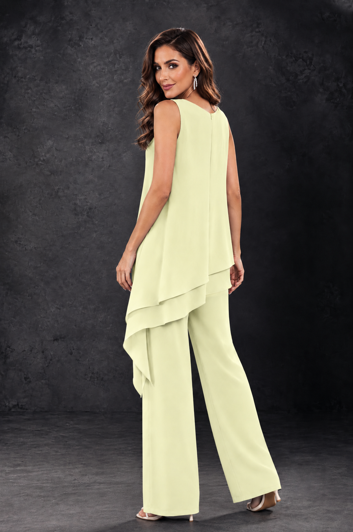 BOLODOO Light Yellow Layered Mother of the Bride Pantsuit with Jacket - Light Yellow - Light_Yellow_4