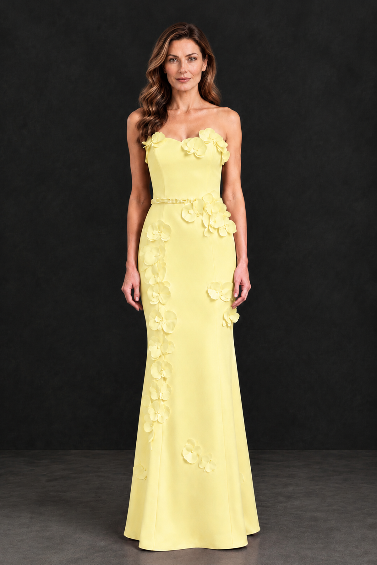 BOLODOO Light Yellow Strapless Mother of the Bride Dress with 3D Floral Appliques - Light Yellow - Light_Yellow_4