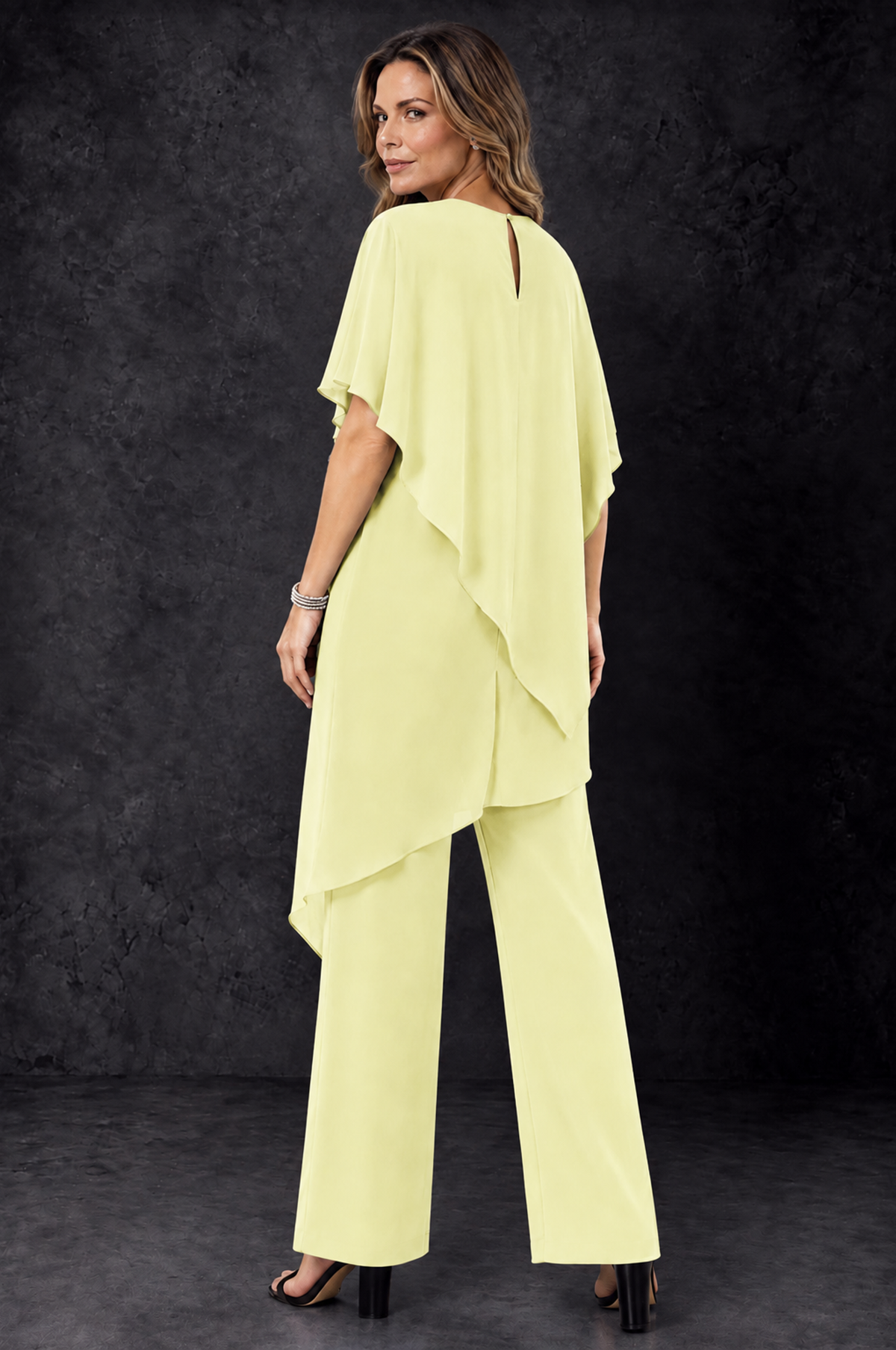 BOLODOO Light Yellow Chiffon Two Piece Mother of the Bride Pant Suit - Light Yellow - Light_Yellow_4
