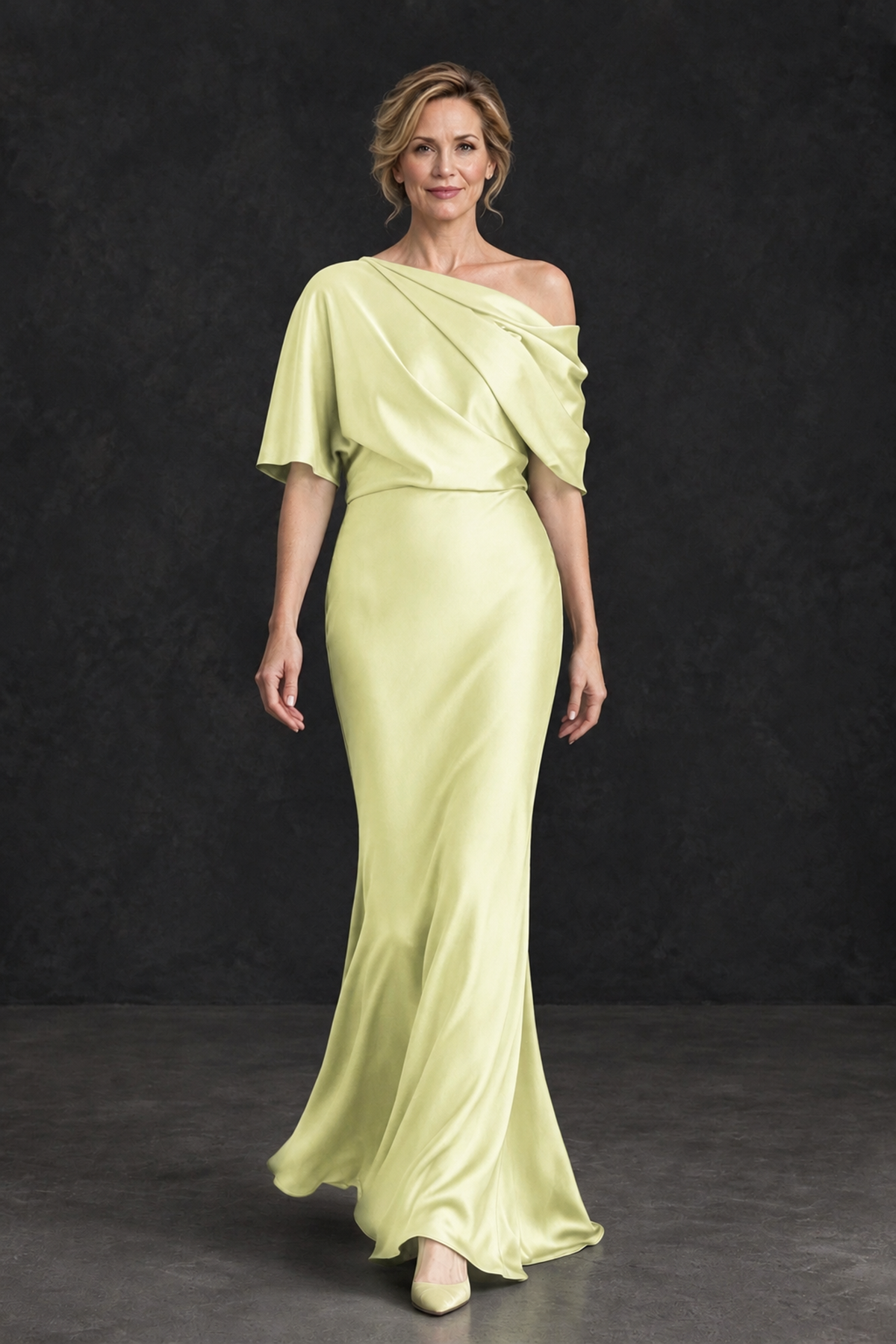 BOLODOO Light Yellow Satin Asymmetric Mother of the Bride Dress - Light Yellow - Light Yellow_4