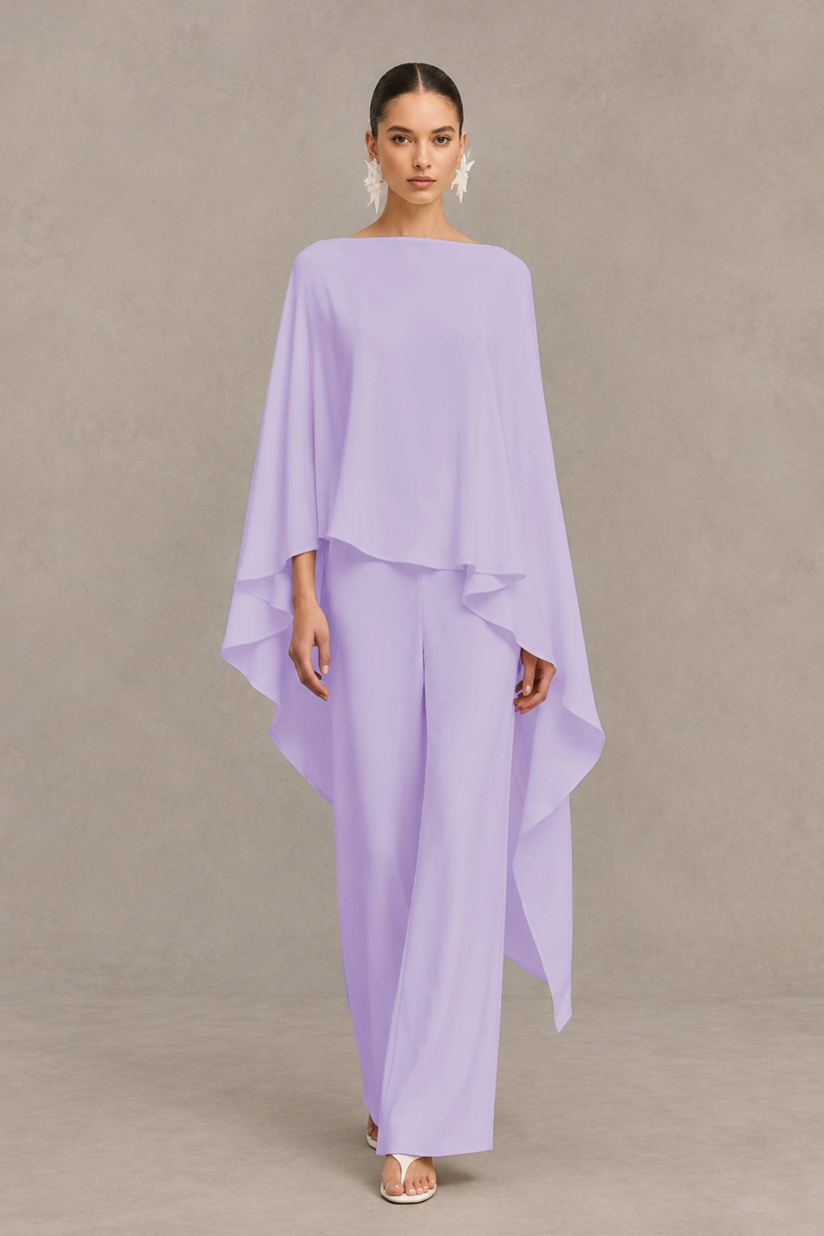 BOLODOO Lilac Cape Sleeve Wide-Leg Formal Pantsuit - Lilac - Lilac_01