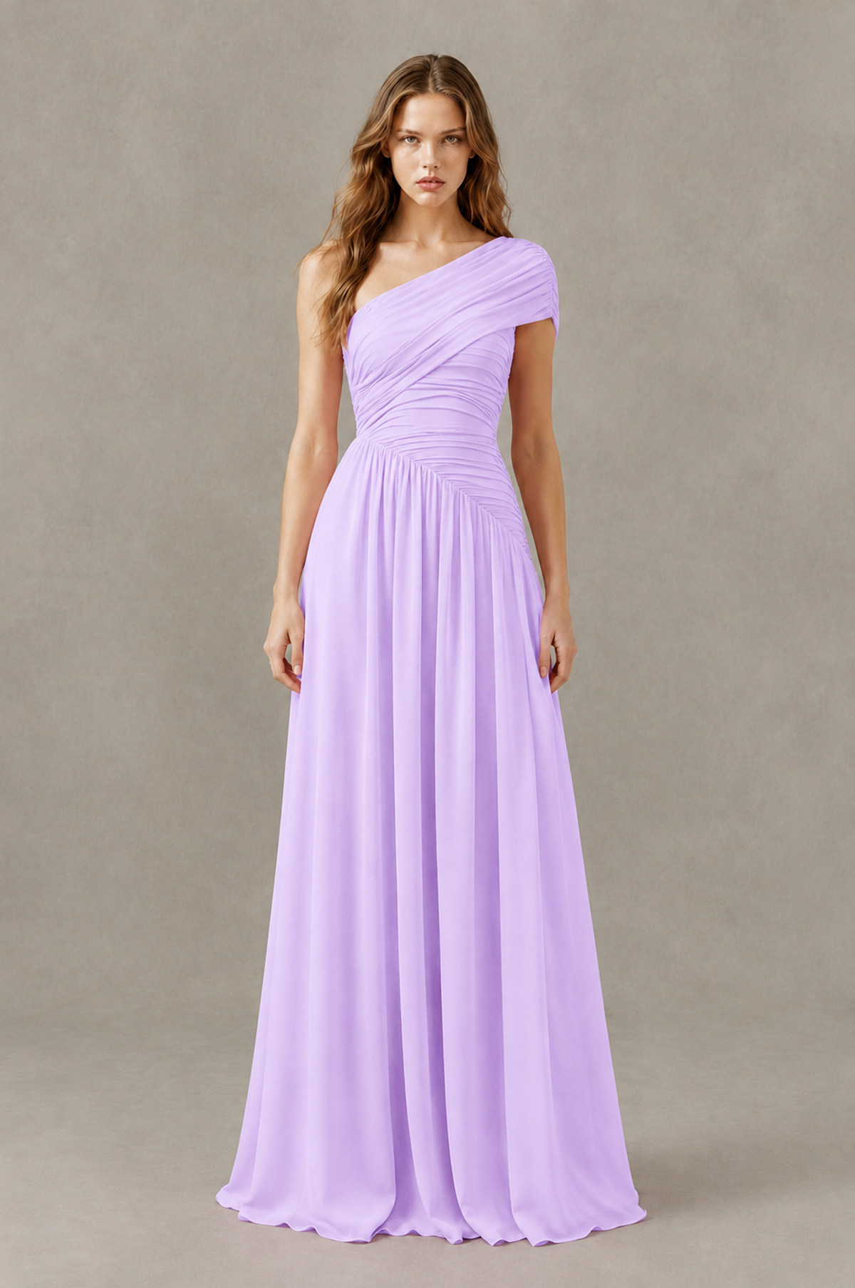 BOLODOO Lilac One-Shoulder Ruched Floor-Length Bridesmaid Dress - Lilac - Lilac_01