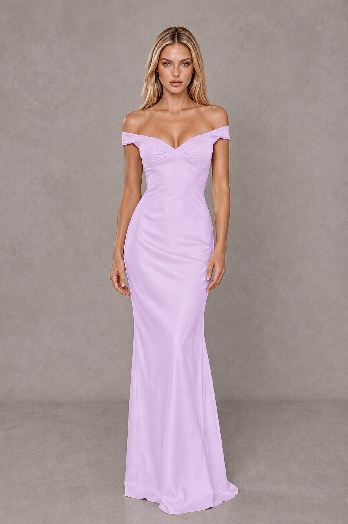 BOLODOO Lilac Off-Shoulder Open-Back Satin Evening Gown - Lilac - Lilac_01
