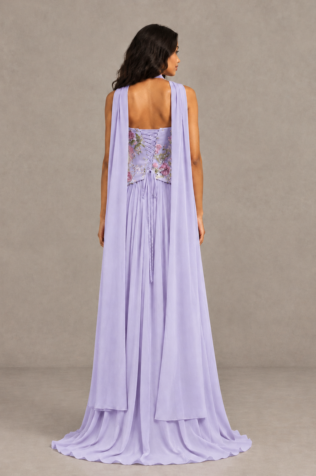 BOLODOO Lilac Strapless Beaded Floral Corset Chiffon Maxi Gown – Open Back Prom & Formal Evening Dress - Lilac - Lilac_02