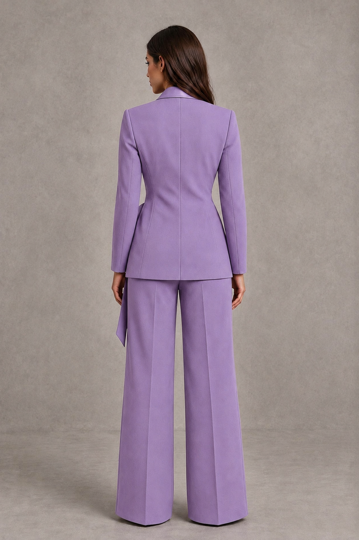 BOLODOO Lilac Tie-Waist Blazer & Wide-Leg Pantsuit - Lilac - Lilac_02