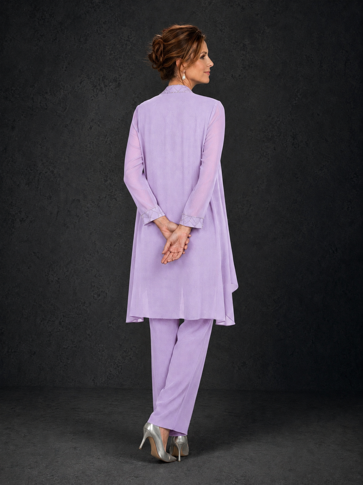 BOLODOO Lilac 3-Piece Beaded Chiffon Duster Jacket Pant Suit - Lilac - Lilac_02