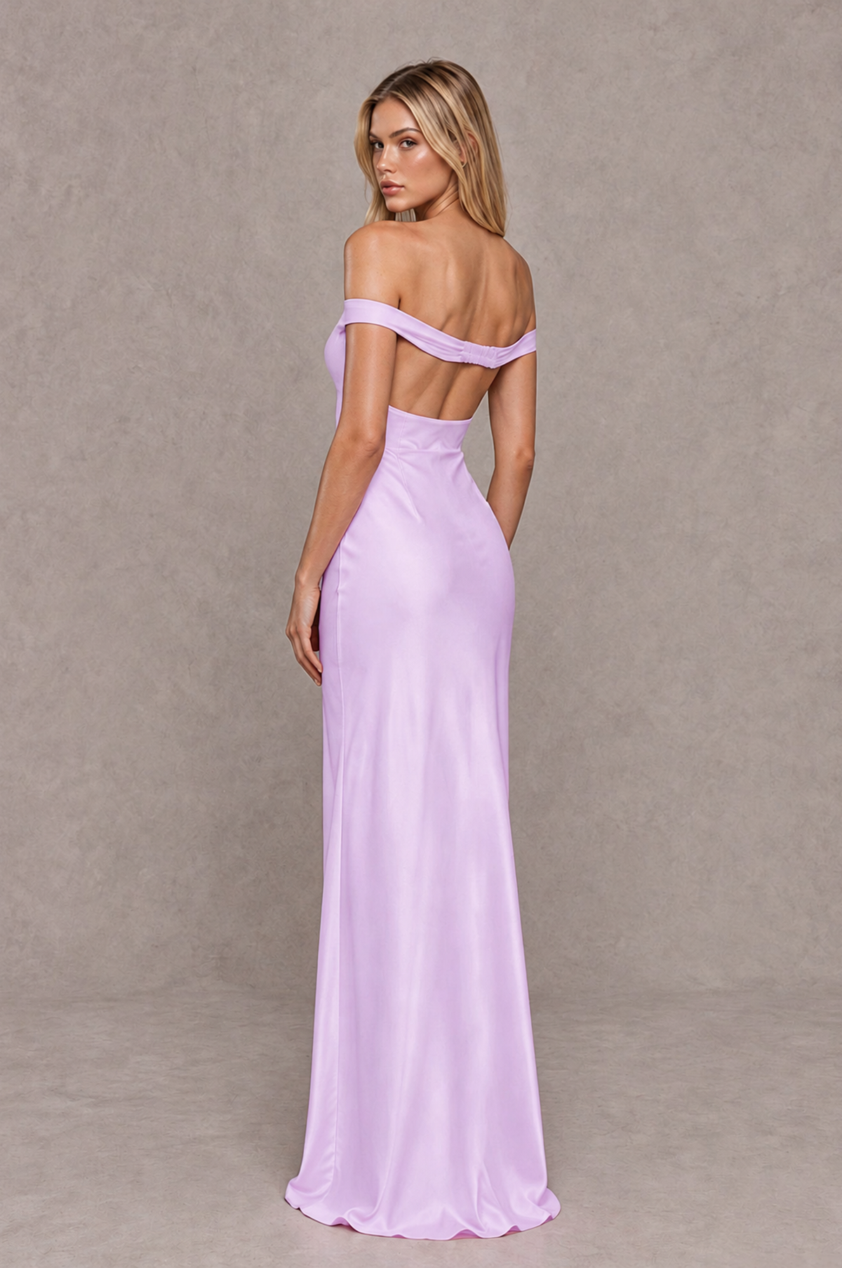 BOLODOO Lilac Off-Shoulder Open-Back Satin Evening Gown - Lilac - Lilac_02
