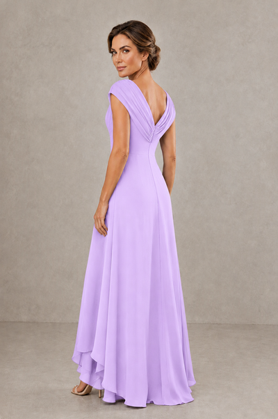 BOLODOO Lilac V-Neck High-Low Mother of the Bride Dress - Lilac - Lilac_02