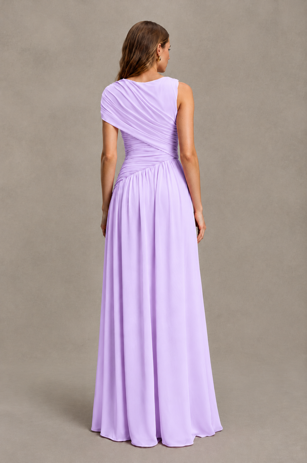 BOLODOO Lilac One-Shoulder Ruched Floor-Length Bridesmaid Dress - Lilac - Lilac_02