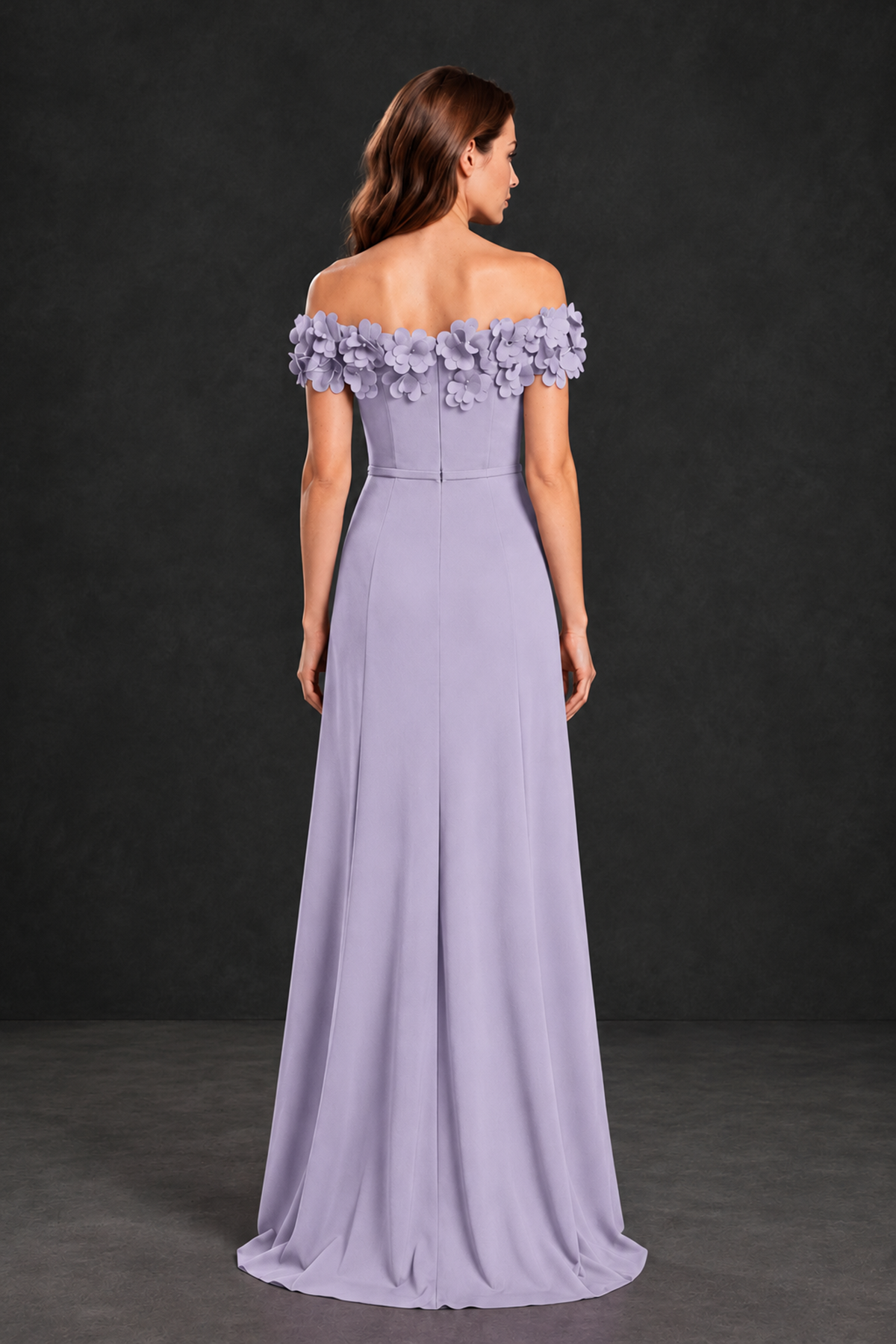 BOLODOO Lilac Off-the-Shoulder Mother of the Bride Dress with Floral Appliques - Lilac - Lilac_02