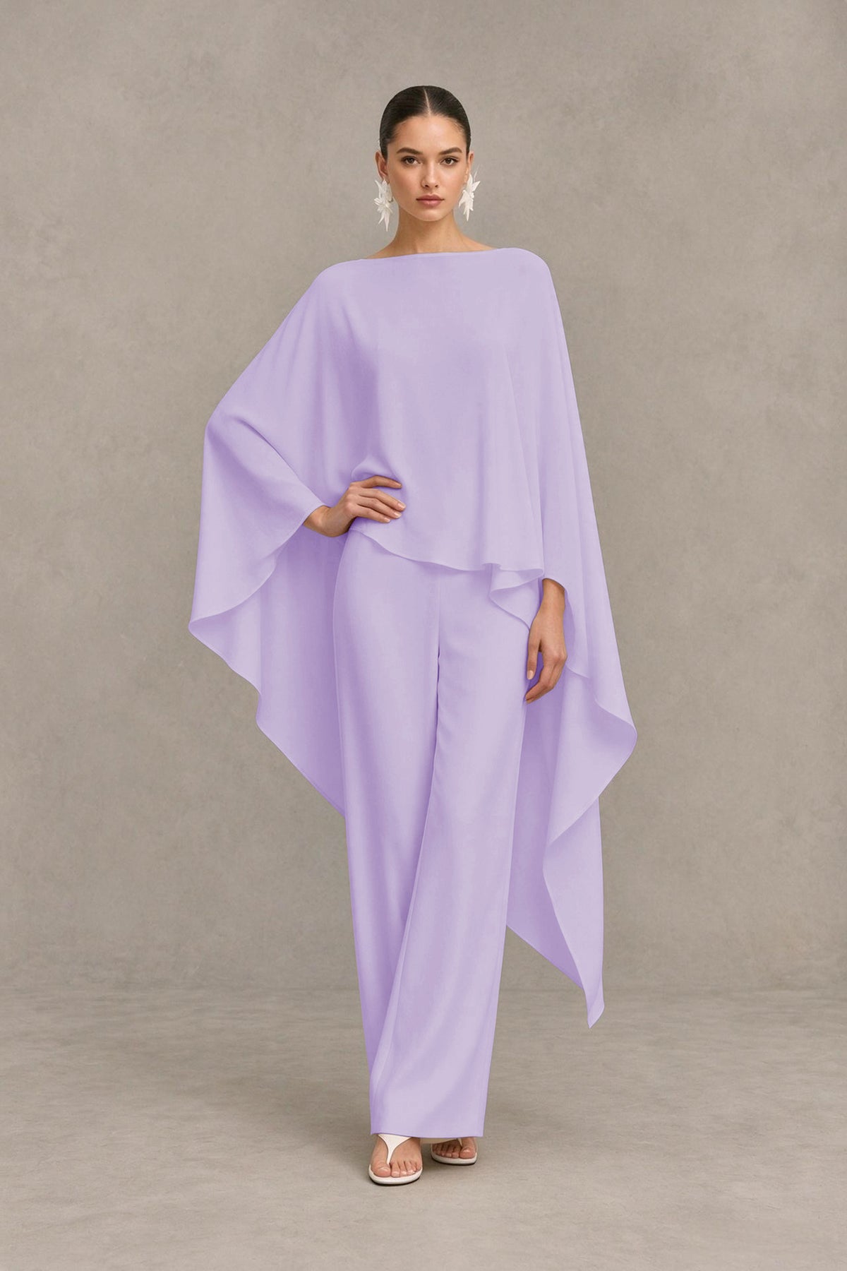 BOLODOO Lilac Cape Sleeve Wide-Leg Formal Pantsuit - Lilac - Lilac_03