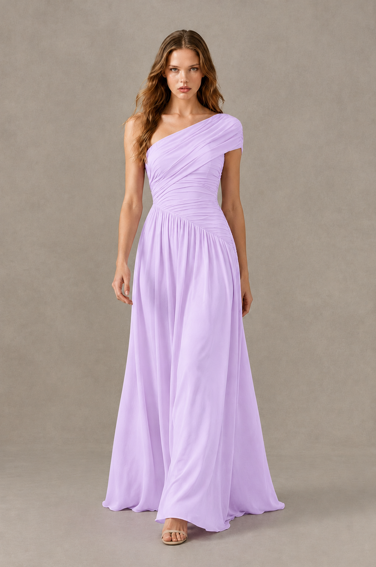 BOLODOO Lilac One-Shoulder Ruched Floor-Length Bridesmaid Dress - Lilac - Lilac_03